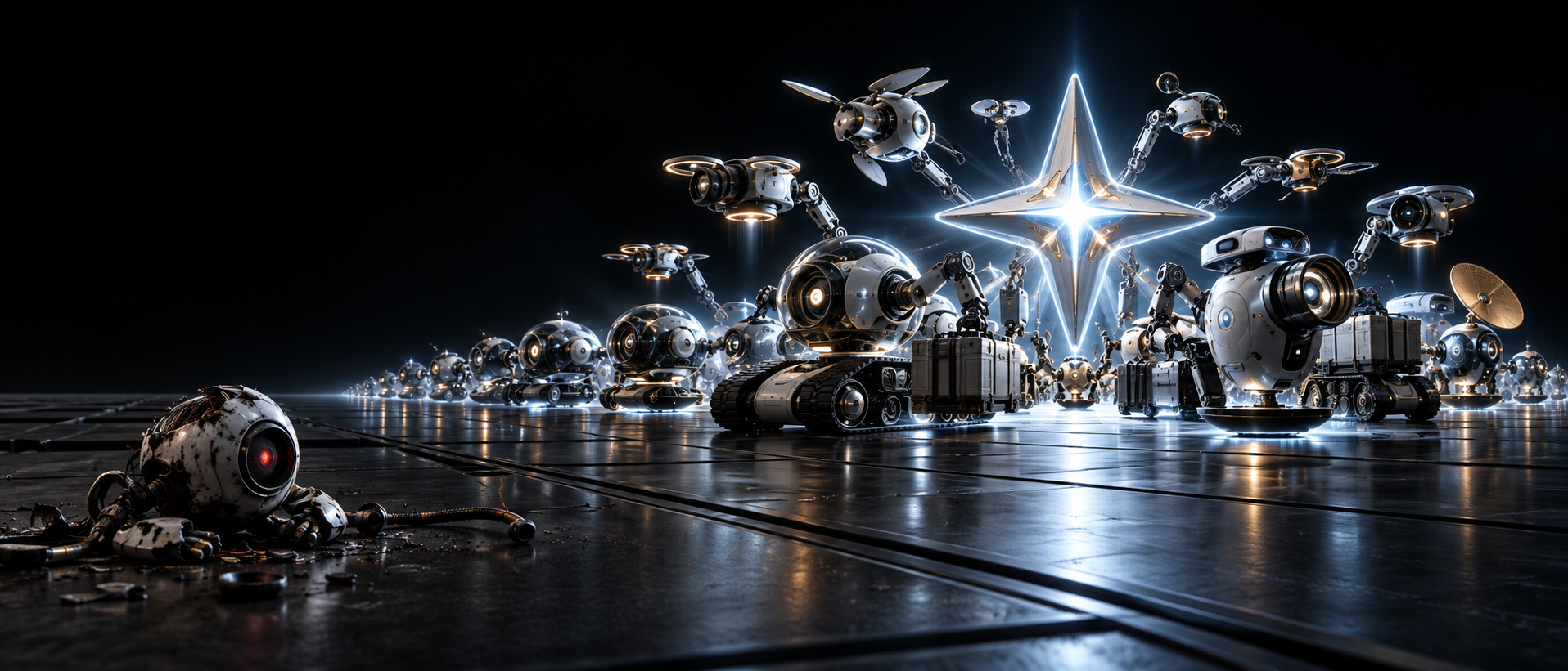一个失效的孤立 Agent 与大规模协作的 Polaris Agent 军团形成对比